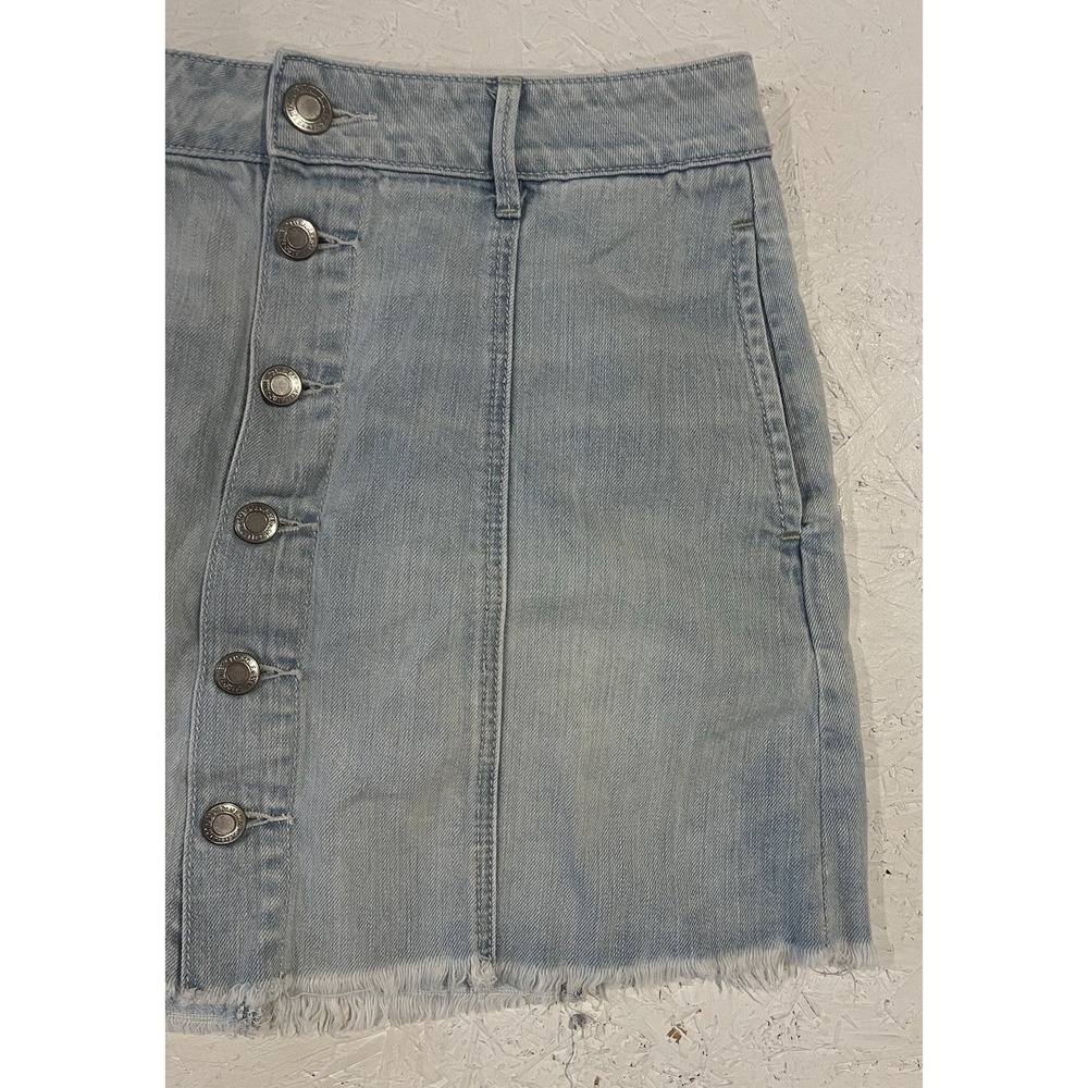 American Eagle Skirt Mini Stretch Button Front Blue Denim Women's 6‎ - Picture 2 of 9